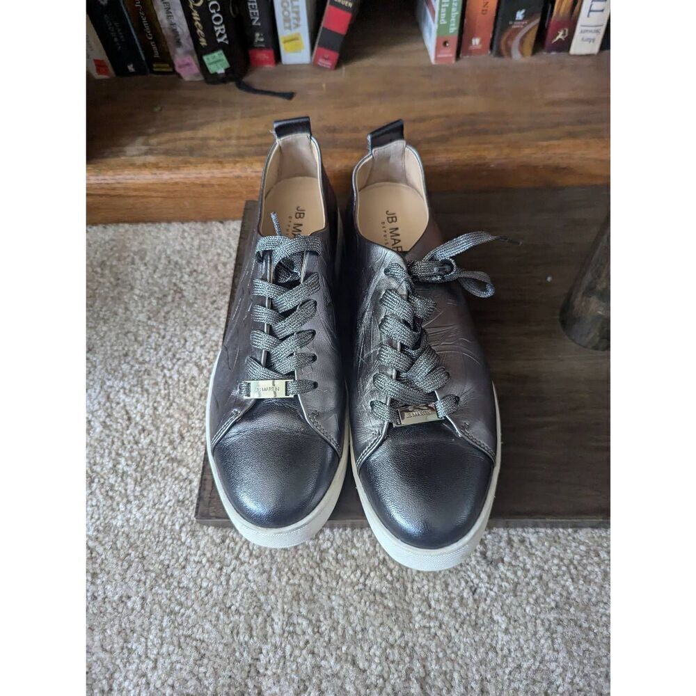 JB Martin Women’s EU 39 US 9 Silver Lace Up Fashion Sneakers